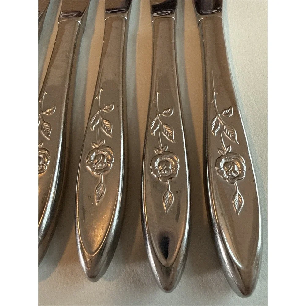 VTG Oneida Community MY ROSE Dinner Knives Stainless Flatware Set of 7 Read